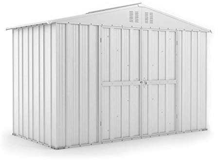 Notek Srl Box in Acciaio Zincato Casetta da Giardino in Lamiera 3.27 x 1.55 m x h2.17 m - 114 kg - 5.06 Metri Quadri (Bianco)