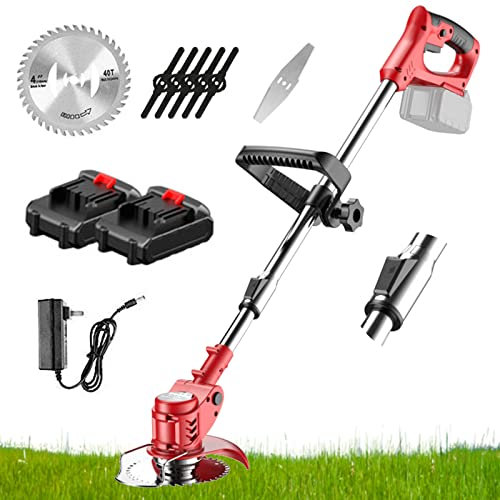 Désherbeur alimenté par Batterie, désherbant à Batterie 24 V, Coupe-Bordures électrique sans Fil, Outil de pelouse avec 2 Types de Lames, Coupe-Herbe, débroussailleuse