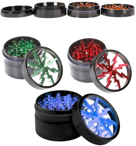 Metal Herb Grinder Spice Grinder with Tray, with Magnetic Lid, Metal Grinder for Herbs and Spices (Raindom Color 60mm)