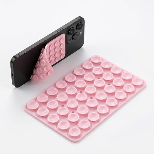 Seltureone 40 Grain Double Sided Silicone Suction Cup | Phone Suction Pad with Strong Adhesion, Silicone Grip for Selfies & Videos Accessories for Phone Case - Light Pink