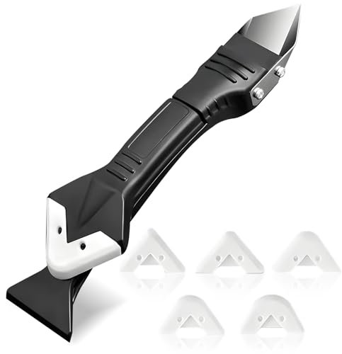 SULIVES Kit di strumenti 3 in 1 per la rimozione del silicone – finitura calafataggio, raschietto per malta e strumenti di levigatura con 4 cuscinetti sostituibili per cucina, bagno e sigillatura del