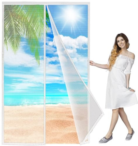 Zanzariera Rotolo, 240x220 cm Zanzariera in Fibra di Vetro, Mdaglie Rete Zanzariera, Zanzariere per Finestre in Fibra di Vetro Invisibile Trasparente per Resiste Innovativo, Bianco