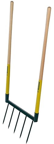 Leborgne, Biogrif Grelinette 5 Dents Soudées Naturovert, Outil de Jardinage en Acier Trempé et Bois, Modèle 320321, Longueur 40 cm, Idéal pour le Travail du Sol et le Jardinage Écologique
