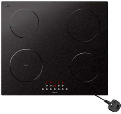 STARCHARTS Plug-in Electric Induction hob, 13amp Plug and Play electric hob, Rate Power 2.8kW, 4 Zones Induction hob with Touch Control, 13amp electric hobs, 9 cooking power levels, child lock, Boost
