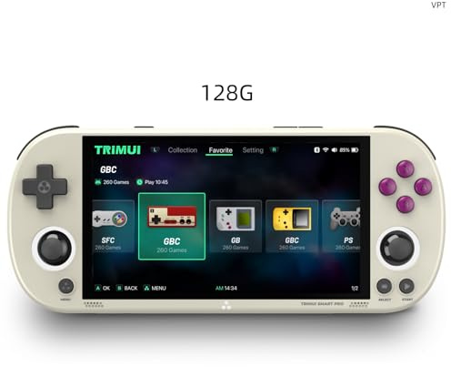TRIMUI Smart Pro Handheld Game Console, Mini Game Player Compatible with More Than 20 formats of Games and 5 inch IPS High-Definition Screen, Portable Video Game Console (Grey 128G)
