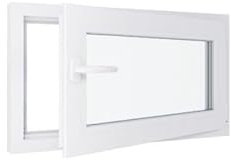 Fenêtre PVC - LxH 900x500 mm -Triple Vitrage - Blanc -poignée à gauche