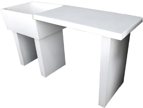 FORTUNATO Pilozza Lavabo Calcestruzzo Cemento Serie Ostuni Incasso Destra Piano Laterale Giardini Cucina Lavanderia (60 x 47 x h.30 cm)