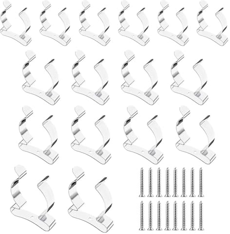 16 Pcs Tool Spring Terry Clips, Wall Mounted Tool Storage Grip Tidies 13/16/19/25mm Pipe Clamp Bracket Support for Garage Shed Yard Cupboard