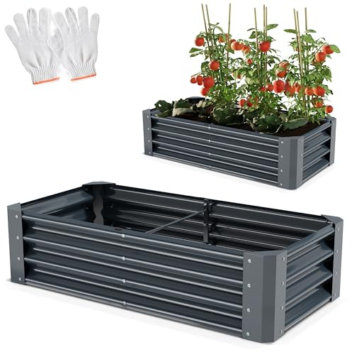 Onbest Metall Hochbeet XXL 120x60x30 cm – Gemüsebeet aus Stahl | Hochbeete-Kit für Kräutergarten, Gemüse und Pflanzen – pflegeleichtes Beet für Garten, Terrasse und Balkon, Anthrazit