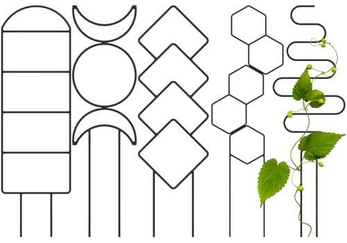 BAODBF 5 Stück Rankhilfe Zimmerpflanzen,Rankgitter Metall,Pflanzenstütze für Topf,Rankhilfe Garten für Blumenbeete,Topfpflanzen