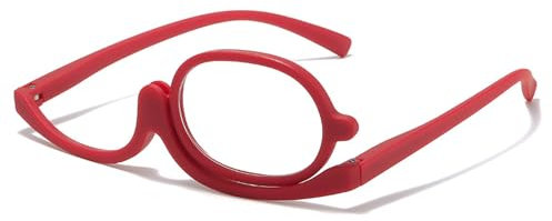 Genérico 1 Par de Gafas de Presbicia de Maquillaje, 180 ° Gafas de Presbicia Giratorio, Gafas de Bloqueo de Luz Azul(Rojo,3.0 x)