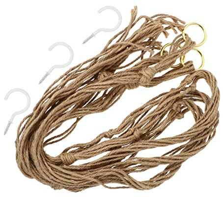 GALPADA Cestas Colgantes Hechas a Mano para Plantas Trepadoras Cuerda de Cáñamo y Acero al Carbono, Ahorro de Espacio y Fácil Instalación para Decoración de Pared en Hogar