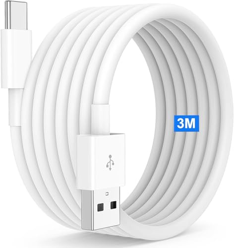 Para Google Pixel 9A/8A/8/8 Pro/9/9 Pro/9 Pro XL/7A/7/7 Pro /6A/6/6 Pro /5A 5g /5/4A 5g /4A /4A /4 XL/4, cable de carga rápida tipo C [3 metros] cable de carga USB-A a USB-C (blanco, 3 m)
