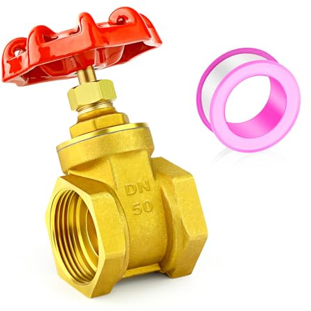 GASHER 1 Stück 2 Zoll Messing-Industrieschieber, Hochleistungs-Drehschieber mit Innen x Innengewinde, mit Radgriff, für Wasser, Öl, Gas