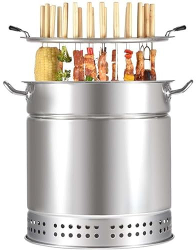 Panier de barbecue en acier inoxydable – Barbecue à charbon de bois portable à suspendre verticalement | Four de cuisson rond polyvalent | Idéal pour la cuisine et les grillades en plein air