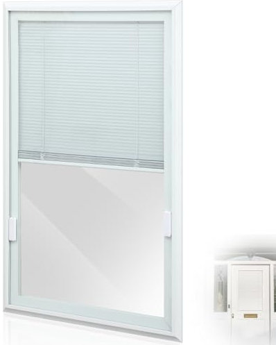 DoubleFill 1 Pcs 24 x 38 Inches Entry Door Blinds for Raised Frame Window with Single Glass Panels Frame White Entry Door Blind Shade Window Glass Insert for Home Indoor Easy to Install Use Maintain