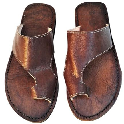 Herren-Sandalen Aus Leder Mit Zehenring Und Ballenzehen-Korrektur, Lässige Sommer-Sandalen， Flip-Flops Mit Eckiger Zehenkorrektur Hinten Fischmaul-Form, Für Plattfüße Plantarfasziitis