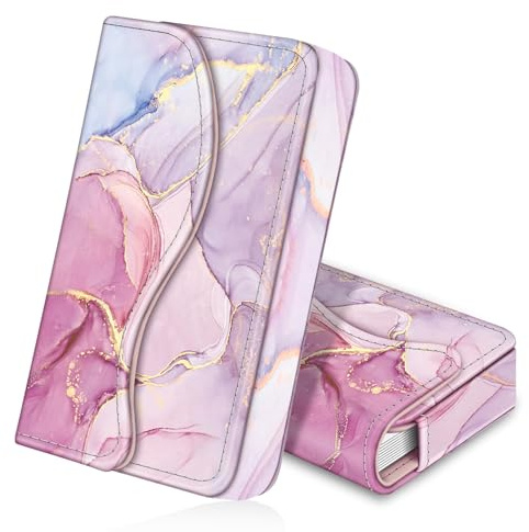 FINTIE Visitenkartenetui Kartenetui, Premium Kunstleder Handgefertigte Scheckkartenhülle Kreditkartenetui mit Magnetverschluss für Damen Herren, (Glorreicher Marmor)