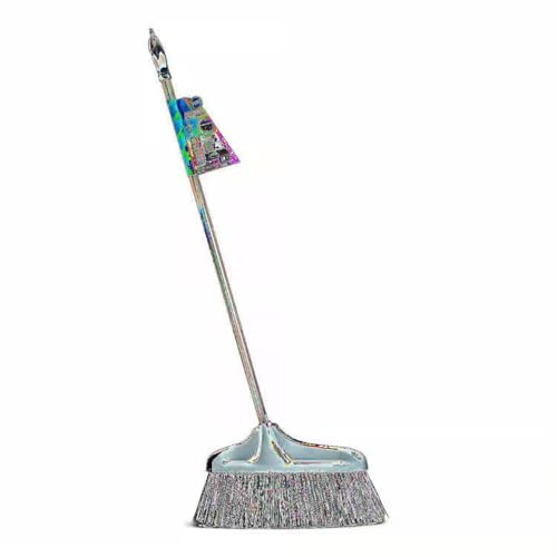 MYHOMiE Heavy-Duty Self-Standing Broom – 20 Wide Push Broom with Steel Handle Outdoor/Indoor Broom, Sweeping Soft Floor Brush with 53 (20 inch) Extendable Long Handle, Household Angled broom