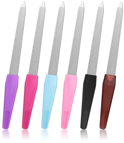 6 Stück Nagelfeile Profi Metall Nail File für Naturnägel Schwert Nagelfeiles Doppelseitige Nagelfeiles mit Rutschfestem Griff Nagelfeilen für Maniküre und Pediküre