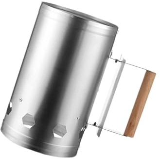 Kaminanzünder für Holzkohlegrills - Edelstahl Grill Feuerstarter mit hitzebeständigem Griff für Outdoor Camping Garten Kochen