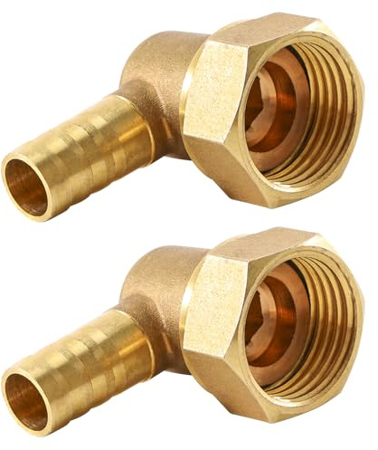 2 Stück 10mm Widerhaken zu G1/2 Innengewinde Rohr, Messing Schlauchtülle | 1/2 Zoll Messing Fitting Schlauch Barb, Schwenkmutter Schlauchverbinder Rohradapter für Luft Wasser Ölleitungen, Garten