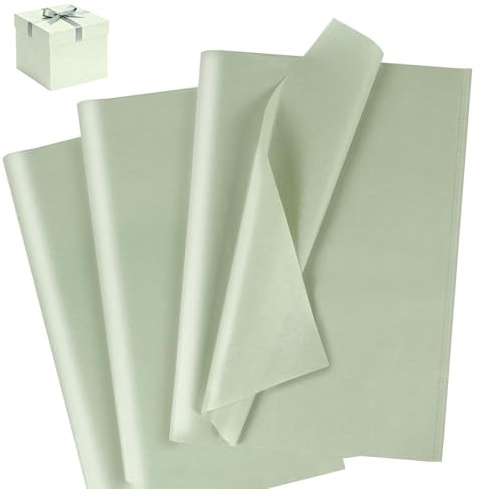 Zyiphor 100 Fogli di Carta Velina Verde Salvia, Carta per Imballaggio 50x35 cm - Per Imballaggio, Sacchetti Regalo, Confezioni e Artigianato - Ideale per Compleanni, Matrimoni, Baby Shower e Feste.