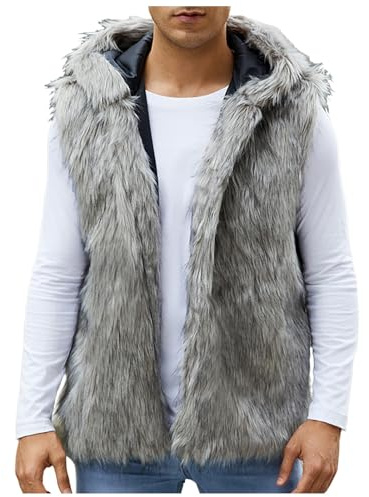 Gefomuofe Fleeceweste Herren Kunstpelz Warm Winter Pelzweste Fellweste Weste Faux Pelz Ärmellose Jacke Bequem Fellweste Verdickt Wintermantel Oberbekleidung