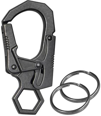 Ahiller Carabiner Clip 2.5'' Zinc Alloy Double Lock Rhombus Keychain with 2 Key Rings for Car Key Hike Ride Outdoor Sports,Heavy Duty Key Holder for Men and Women-Gunmetal