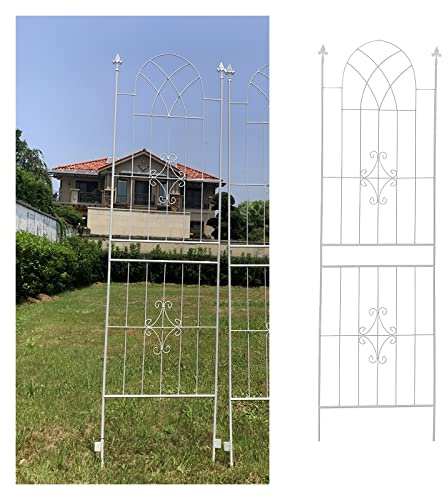 White Metal Plant Trellis Panel Decorative Climbing Garden Screen for Clematis Jasmine Roses & More – Ideal for Vertical Growth & Privacy Enhancement