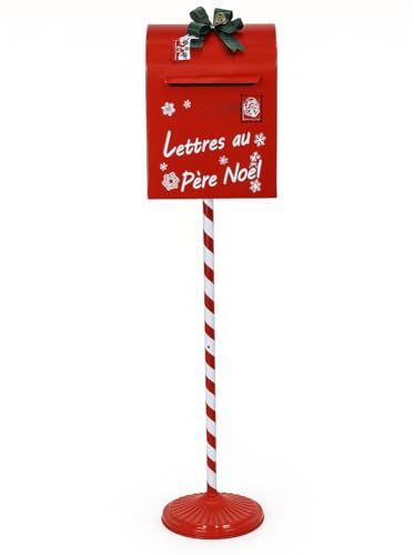 BAKAJI Cassetta Postale Natalizia per Letterina di Babbo Natale, Buca delle Lettere Decorazione Natalizie in Metallo, Addobbo Ornamentale Natalizio, Ideale per Casa, Vetrine, Negozi 30.5 x 23 x 114 cm