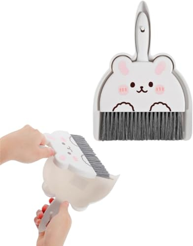 FUyanen 1 Juego de Mini Escoba y Recogedor Portátil, Cepillo de Mano con Pala para Limpieza de Escritorio,Mesa,Cocina y Oficina,Recogedor Pequeño para Briciosas y Polvo(23x18cm)