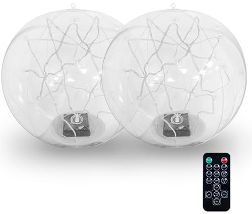 Xdyyjrasa Inflatable LED Glow Balls 2 Pack Solar Floating Pool Lights, 14 Waterproof for Above Ground Pools Garden & Party Decor