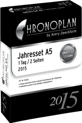 Chronoplan 50205 Kalendereinlage 2025 (Jahres-Set A5 (148x210mm), Ersatzkalendarium für Terminplaner, Tagesplaner, ideal für detaillierte Tagesplanung, 1 Tag auf 2 Seiten, mit Universallochung) weiß