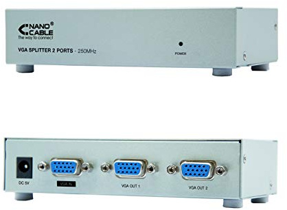 NANOCABLE 10.25.0002 - Duplicador SVGA para 2 monitores con alimentacion, plata