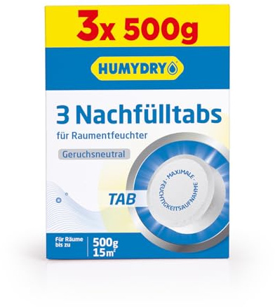 HUMYDRY - Pack 3 Recambios Antihumedad de 500g para Deshumidificadores Humydry a Partir de 450g – Espacios de hasta 15m2 - Absorben la Humedad y Elimina Olores – Neutra, Lavanda o Manzana