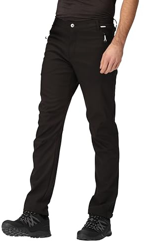 Regatta Men's Geo Softshell Walking Trousers, Waterproof, Windproof, Hardwearing & Multipocketed - Perfect for Outdoors, Hiking, Camping & Trekking Black