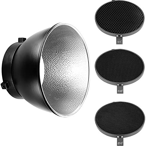 Neewer 7inch/ 18cm Standard Reflector Diffuser with 10/30/50 Degree Honeycomb Grid for Bowens Mount Studio Light Strobe Flash