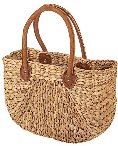 SIDCO Einkaufstasche Shopper Korbtasche Wasserhyazinthe Einkaufskorb Strohtasche Natur
