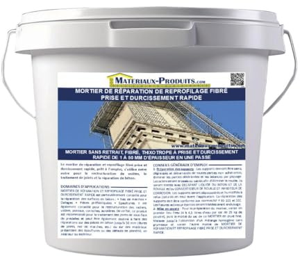 MATPRO - Mortier de Réparation et Reprofilage Fibré - Prise et Durcissement Rapide - Retrait Compensé - Intérieur/Extérieur - Épaisseur 1 à 50 mm - 25Kg
