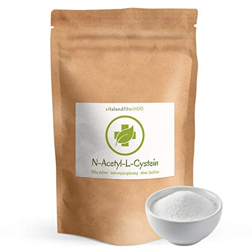vitalundfitmit100 NAC Pulver 100 g, N-Acetyl-L-Cystein, hochrein, Hohe Bioverfügbarkeit