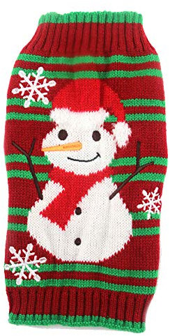 YZBear Hundepullover mit schneemann-Motiv, gestreift, XXS, rot