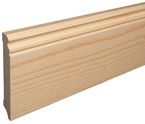 REESE Sockelleiste aus Holz | FICHTE | Massivholz-Fußleisten für Laminat Vinyl Parkettt | Hamburger/Berliner Profil | 120mm | Fichte natur lackiert