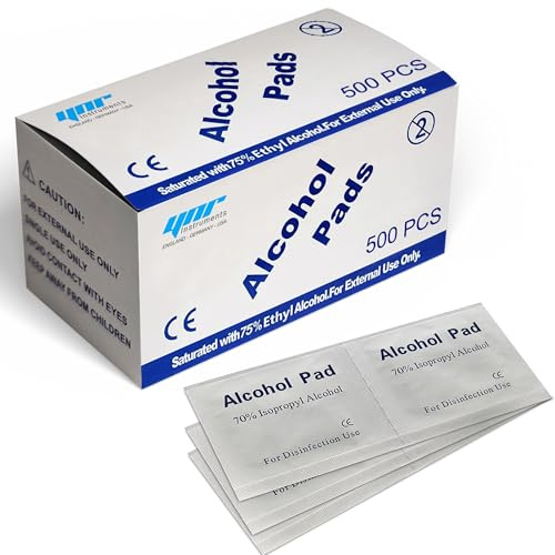 YNR 70% Alcohol Pre-Injection Isopropyl Wipes - Individually Wrapped First Aid Skin Cleaning Easy-Tear Sachet Wipes (500PCS)