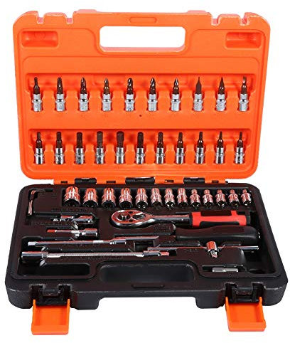 Greensen, set di chiavi a bussola, set di 46 chiavi a bussola, strumenti di riparazione auto con cricchetto e set di bussole per meccanico/punte