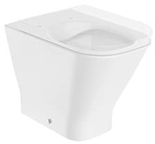 Roca,The Gap,SQUARE - Taza Rimless adosada a pared con salida dual para inodoro de tanque alto, tanque empotrable o fluxor,Blanco,350mm x 540mm x 440mm,A347737000