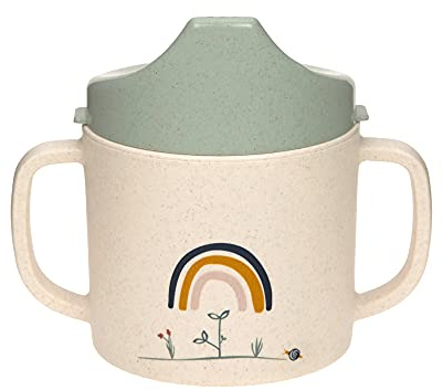 LÄSSIG Tasse à boire pour enfants avec anse et couvercle amovible 150 ml/Sippy Cup Garden Explorer
