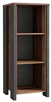 Forte Clif Regal, Holzwerkstoff, Old – Wood Vintage / Betonoptik Dunkelgru, B/H/T: 47 / 115,1 / 41,6 cm