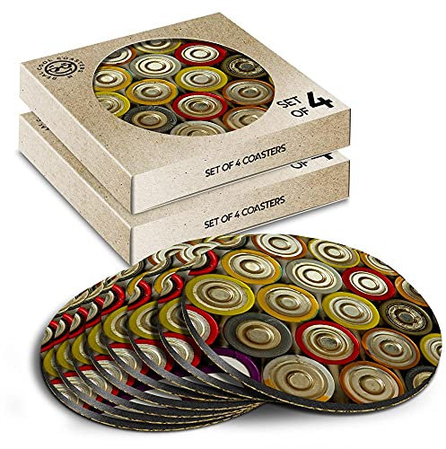 8 x Eco Boxed Cork Coasters - Retro Batteries Power Bank Drink Cup Mug Glass Table Mat #3084