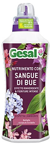GESAL Nutrimento con Sangue di Bue, Per Piante Verdi e da Fiore, Effetto Rinverdente e Fioriture Intense, 750 ml